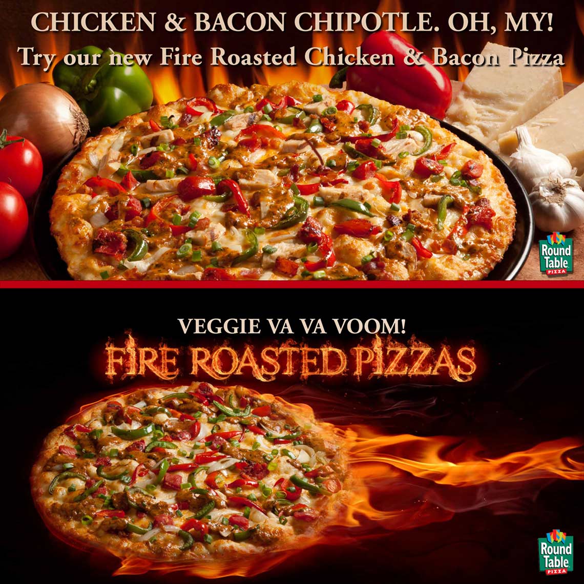Pizza with flames